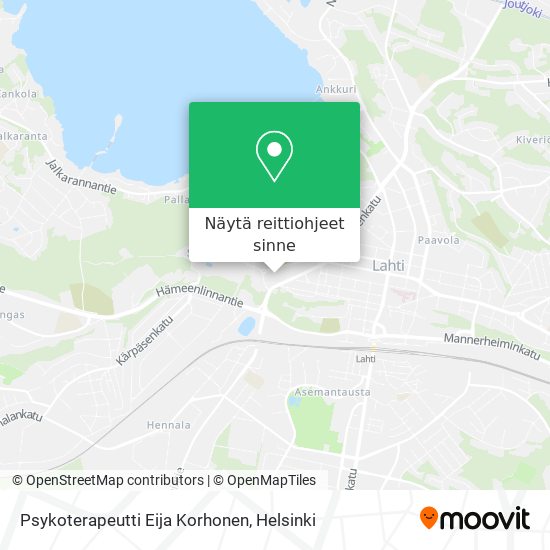 Psykoterapeutti Eija Korhonen kartta