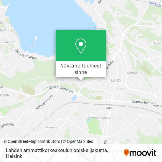 Lahden ammattikorkeakoulun opiskelijakunta kartta