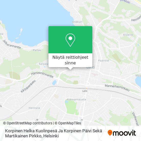 Korpinen Helka Kuolinpesä Ja Korpinen Päivi Sekä Martikainen Pirkko kartta