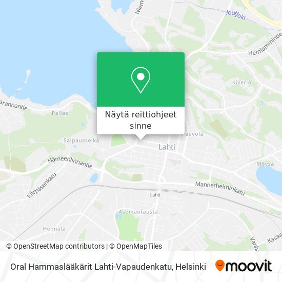 Oral Hammaslääkärit Lahti-Vapaudenkatu kartta