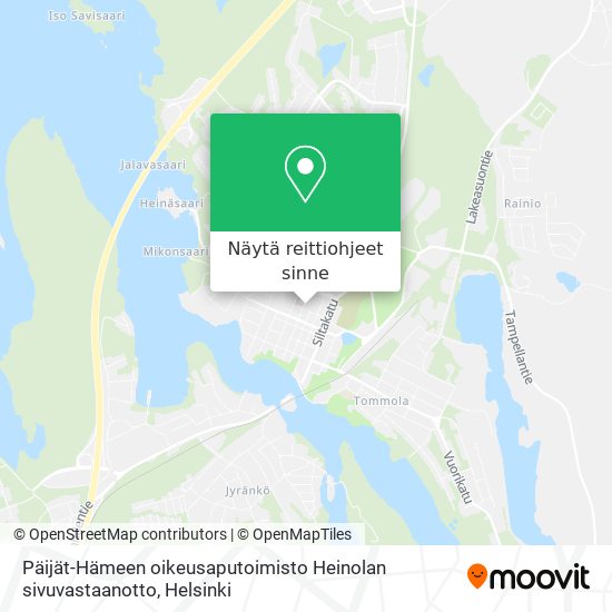 Päijät-Hämeen oikeusaputoimisto Heinolan sivuvastaanotto kartta