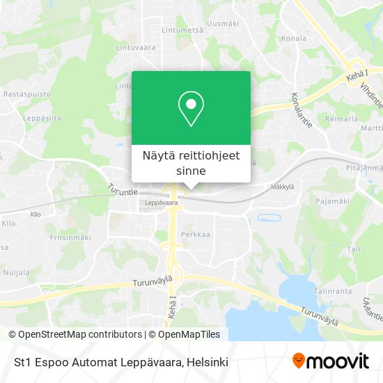 St1 Espoo Automat Leppävaara kartta