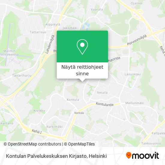 Kontulan Palvelukeskuksen Kirjasto kartta
