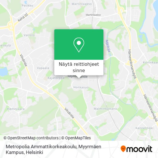 Metropolia Ammattikorkeakoulu, Myyrmäen Kampus kartta