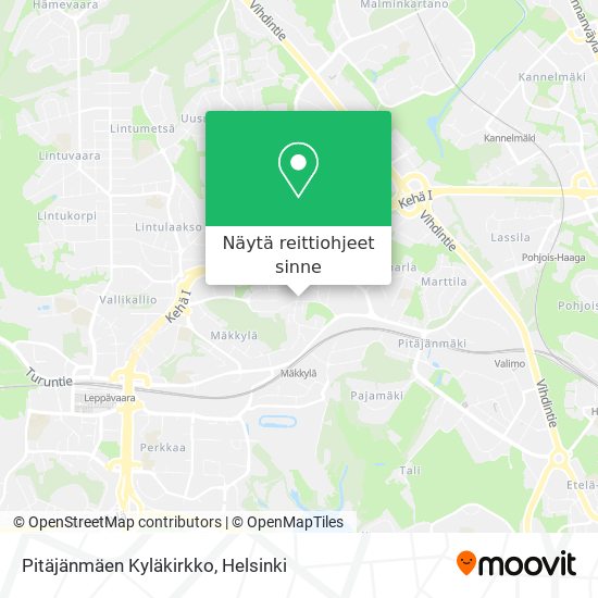 Pitäjänmäen Kyläkirkko kartta