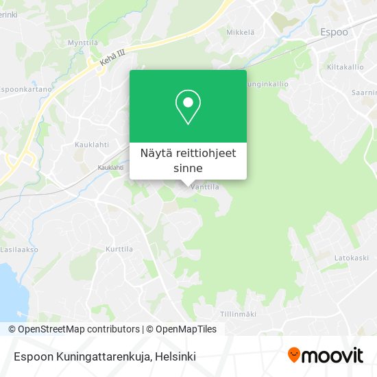 Espoon Kuningattarenkuja kartta