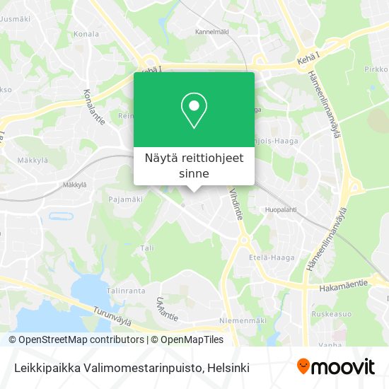 Leikkipaikka Valimomestarinpuisto kartta