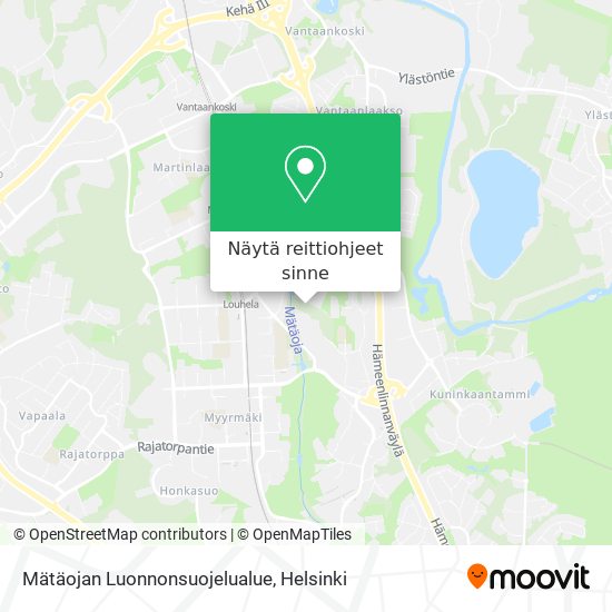 Mätäojan Luonnonsuojelualue kartta