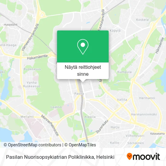 Pasilan Nuorisopsykiatrian Poliklinikka kartta