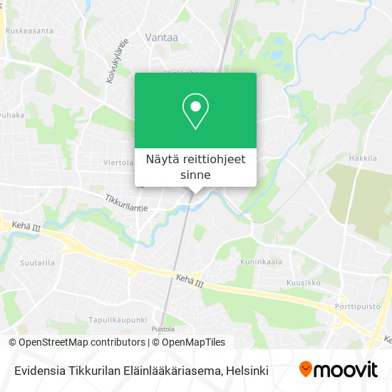 Evidensia Tikkurilan Eläinlääkäriasema kartta