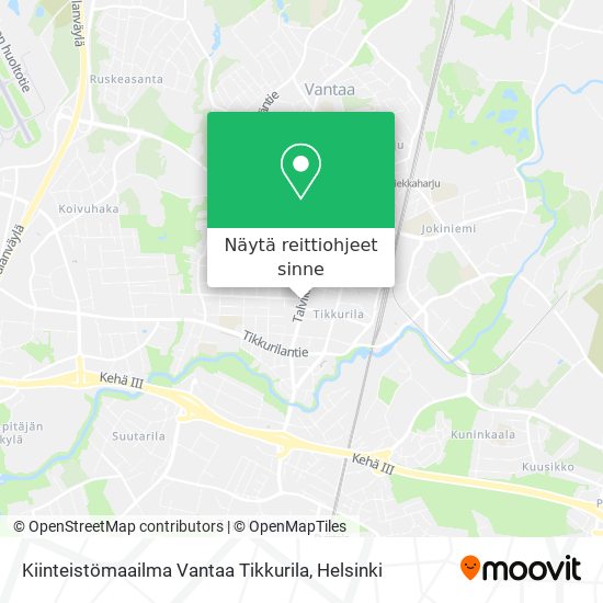 Kiinteistömaailma Vantaa Tikkurila kartta