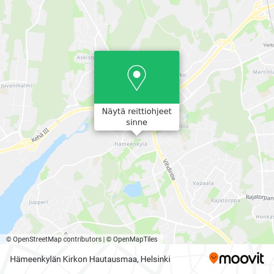 Hämeenkylän Kirkon Hautausmaa kartta