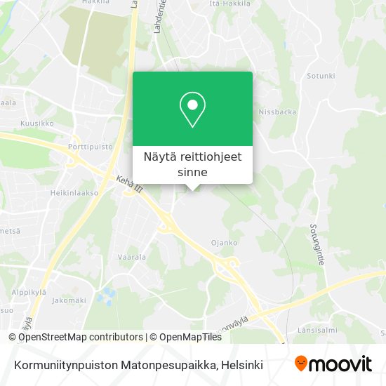 Kormuniitynpuiston Matonpesupaikka kartta