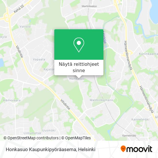 Honkasuo Kaupunkipyöräasema kartta