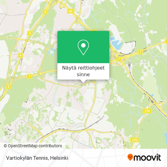 Vartiokylän Tennis kartta