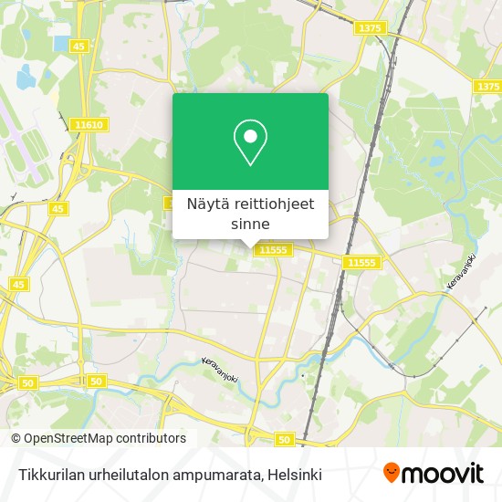 Tikkurilan urheilutalon ampumarata kartta