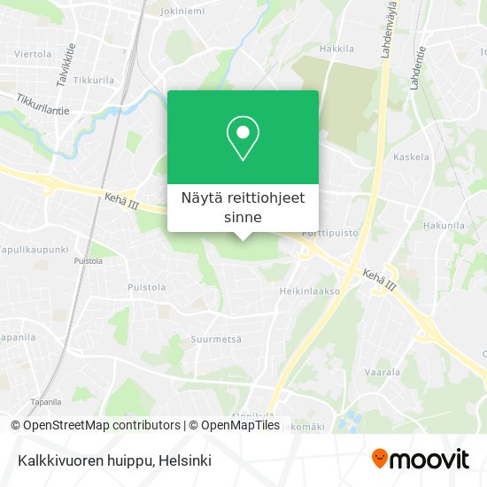 Kalkkivuoren huippu kartta