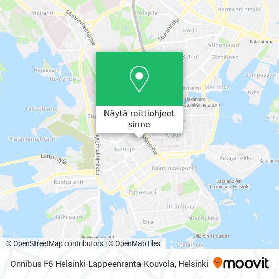 Onnibus F6 Helsinki-Lappeenranta-Kouvola kartta