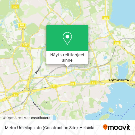 Metro Urheilupuisto (Construction Site) kartta