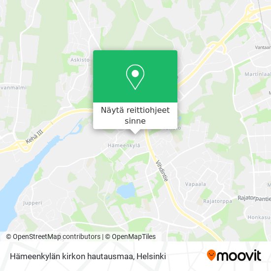 Hämeenkylän kirkon hautausmaa kartta