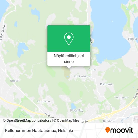 Kellonummen Hautausmaa kartta