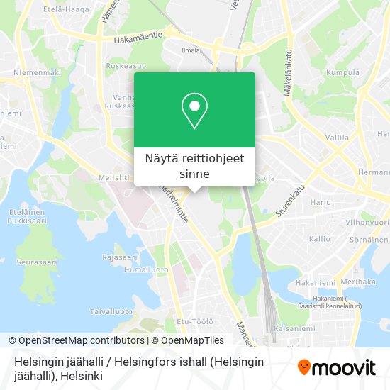 Helsingin jäähalli / Helsingfors ishall kartta