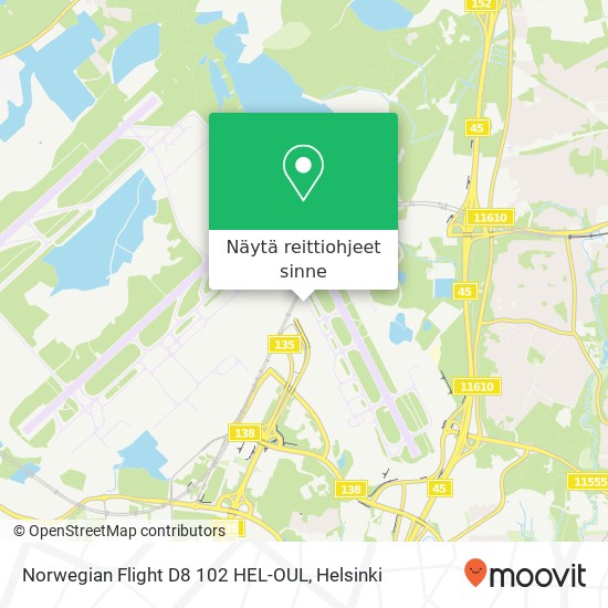 Norwegian Flight D8 102 HEL-OUL kartta