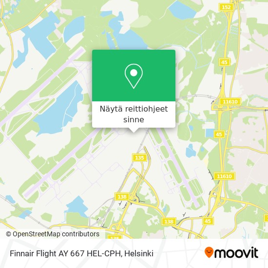 Finnair Flight AY 667 HEL-CPH kartta