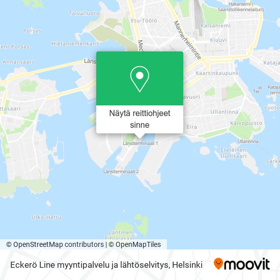 Eckerö Line myyntipalvelu ja lähtöselvitys kartta