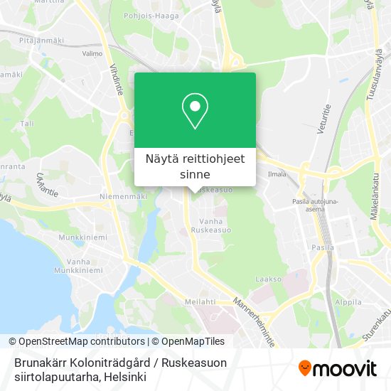 Brunakärr Koloniträdgård / Ruskeasuon siirtolapuutarha kartta