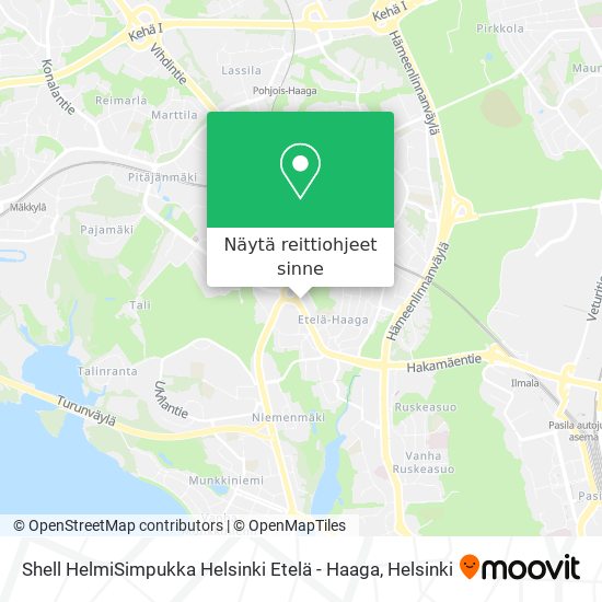 Shell HelmiSimpukka Helsinki Etelä - Haaga kartta