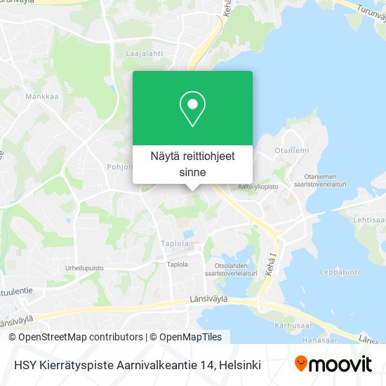 HSY Kierrätyspiste Aarnivalkeantie 14 kartta