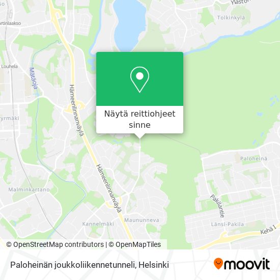 Paloheinän joukkoliikennetunneli kartta