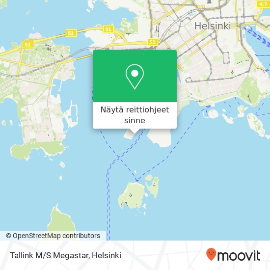 Kuinka päästä kohteeseen Tallink M/S Megastar paikassa Helsinki  kulkuvälineellä Bussi, Raitiovaunu, Metro tai Juna?