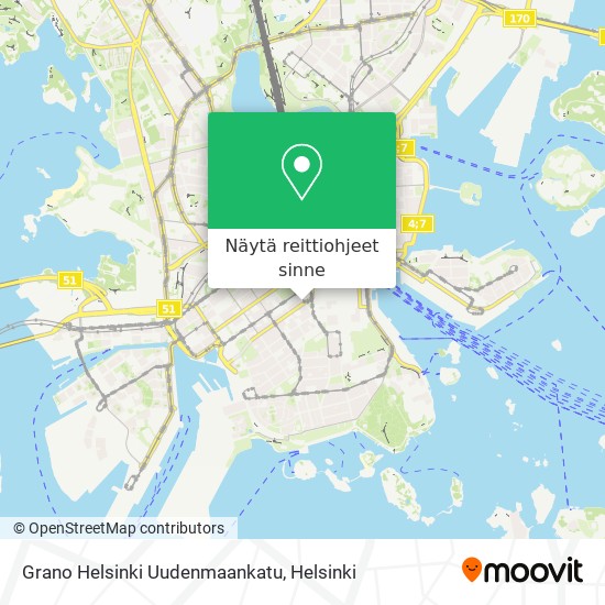 Grano Helsinki Uudenmaankatu kartta
