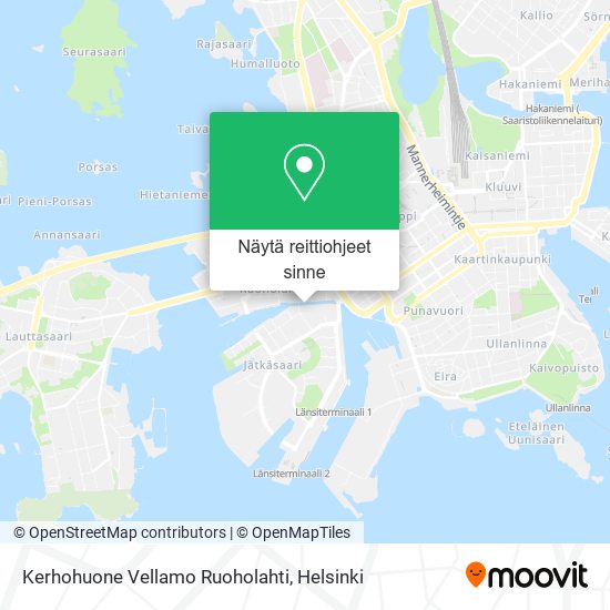 Kerhohuone Vellamo Ruoholahti kartta