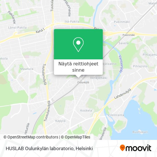 HUSLAB Oulunkylän laboratorio kartta