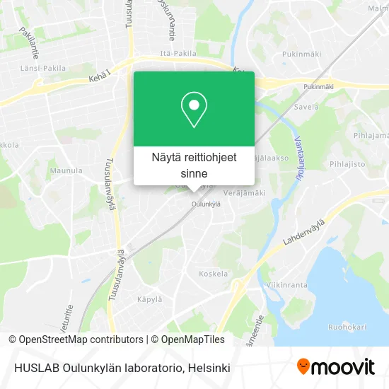 HUSLAB Oulunkylän laboratorio kartta