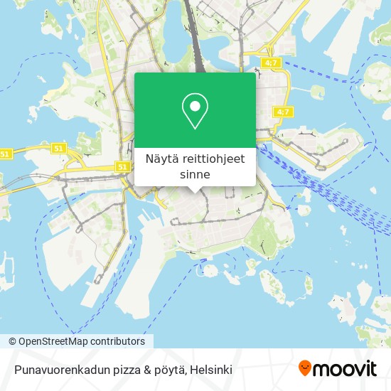 Punavuorenkadun pizza & pöytä kartta
