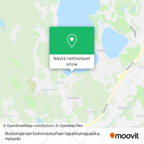 Bodomjärven kolmoismurhan tapahtumapaikka kartta
