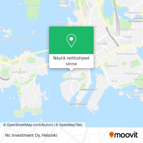 Kuinka päästä kohteeseen Nc Investment Oy paikassa Helsinki kulkuvälineellä  Bussi, Metro, Raitiovaunu tai Juna?