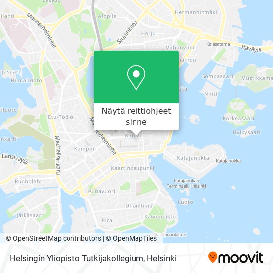 Helsingin Yliopisto Tutkijakollegium kartta