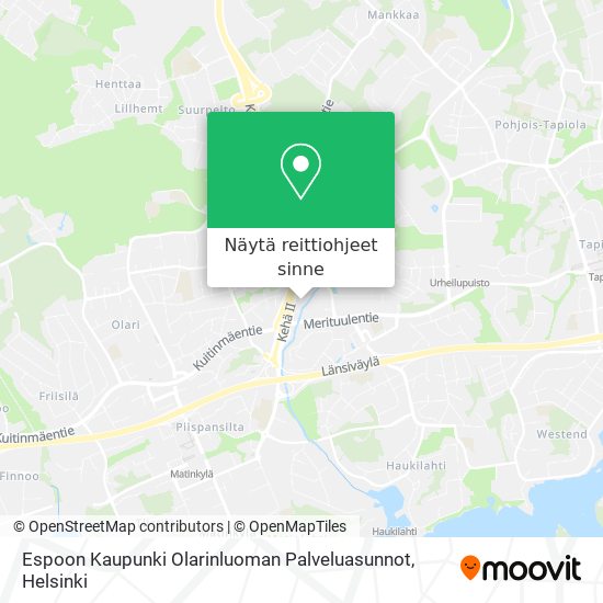 Espoon Kaupunki Olarinluoman Palveluasunnot kartta