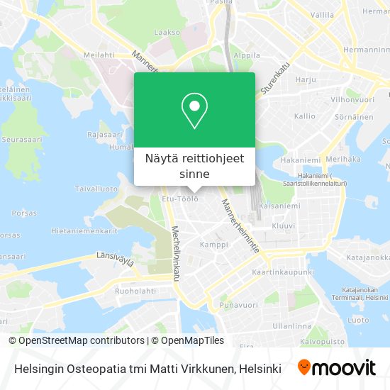 Helsingin Osteopatia tmi Matti Virkkunen kartta