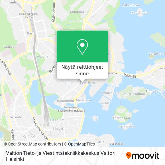 Valtion Tieto- ja Viestintätekniikkakeskus Valtori kartta