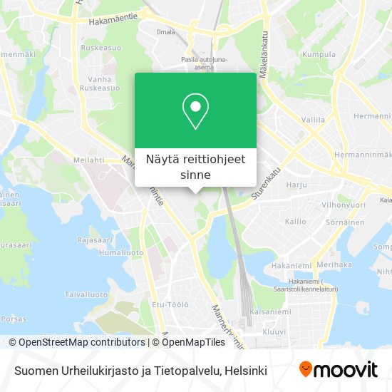 Suomen Urheilukirjasto ja Tietopalvelu kartta