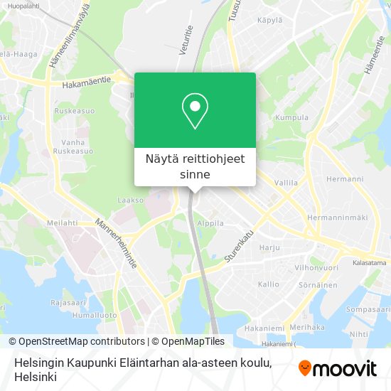 Helsingin Kaupunki Eläintarhan ala-asteen koulu kartta