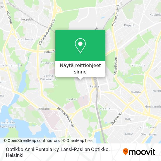 Optikko Anni Puntala Ky, Länsi-Pasilan Optikko kartta
