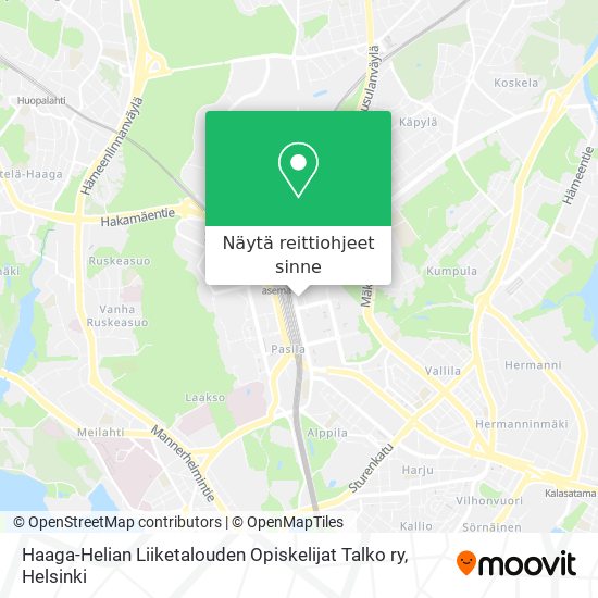 Haaga-Helian Liiketalouden Opiskelijat Talko ry kartta