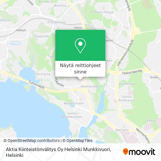 Aktia Kiinteistönvälitys Oy Helsinki Munkkivuori kartta